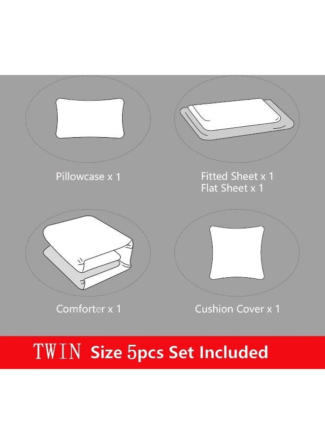 ROWADALO 5 Pieces Gamer Bedding Set for Boys Gaming Comforter Twin Size, Game Controller Comforter for Teen 3D Gamepad Microfiber 5 Piece Bed in A Bag Kids Bedding Sets with Sheets  - Image 5