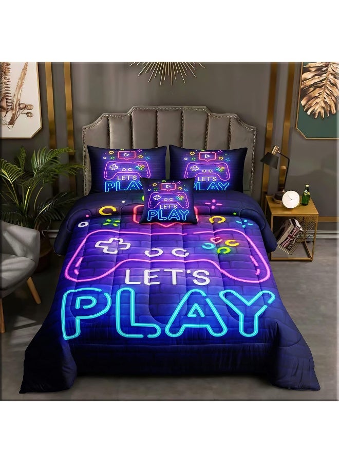 ROWADALO 5 Pieces Gamer Bedding Set for Boys Gaming Comforter Twin Size, Game Controller Comforter for Teen 3D Gamepad Microfiber 5 Piece Bed in A Bag Kids Bedding Sets with Sheets  - Image 2
