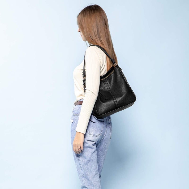 Realer Handbags for Women Large Designer Ladies Hobo bag Bucket Purse Faux Leather - Image 2