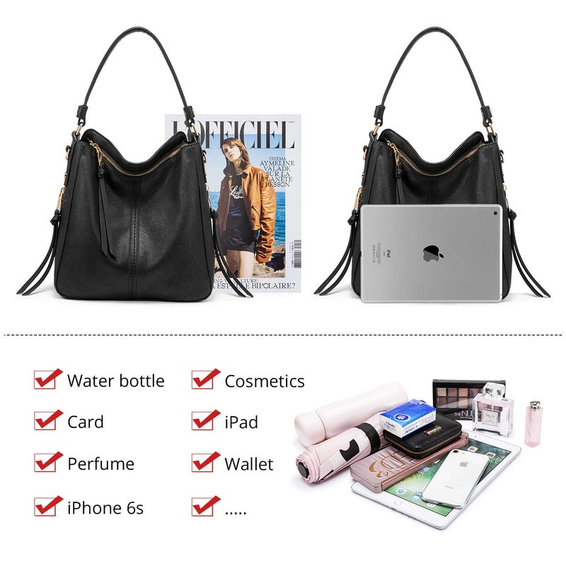 Realer Handbags for Women Large Designer Ladies Hobo bag Bucket Purse Faux Leather - Image 4