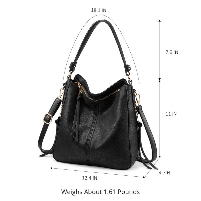 Realer Handbags for Women Large Designer Ladies Hobo bag Bucket Purse Faux Leather - Image 5