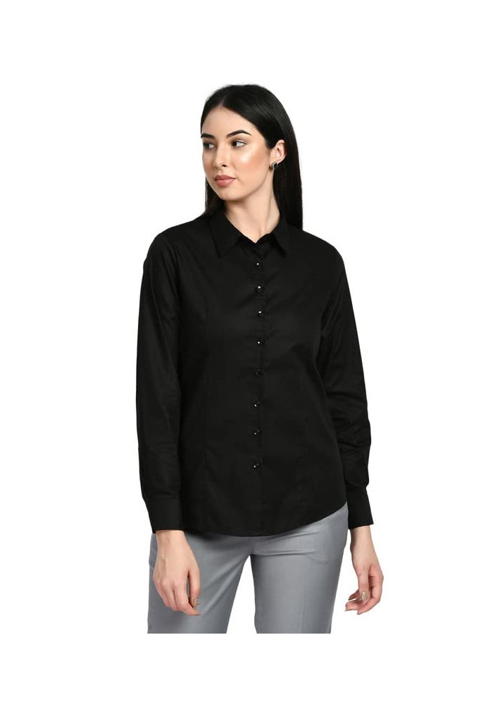 Exude قميص أسود سادة للنساء - Image 1