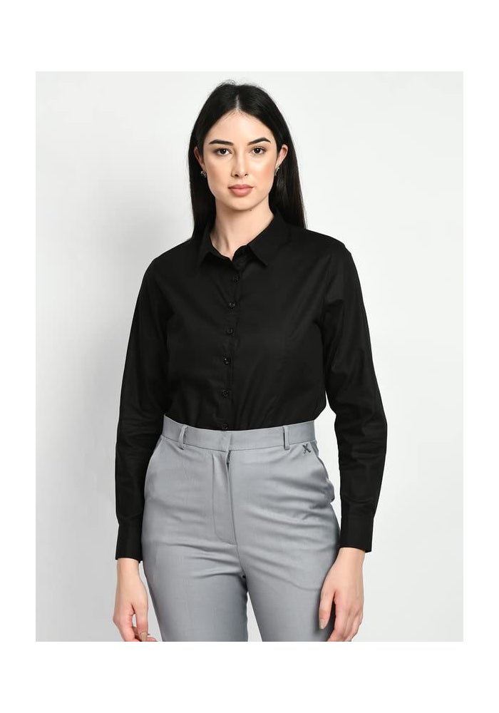 Exude قميص أسود سادة للنساء - Image 5
