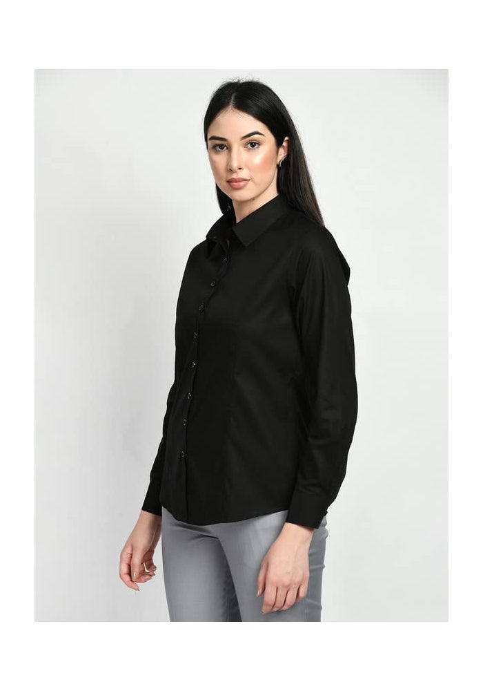 Exude قميص أسود سادة للنساء - Image 2
