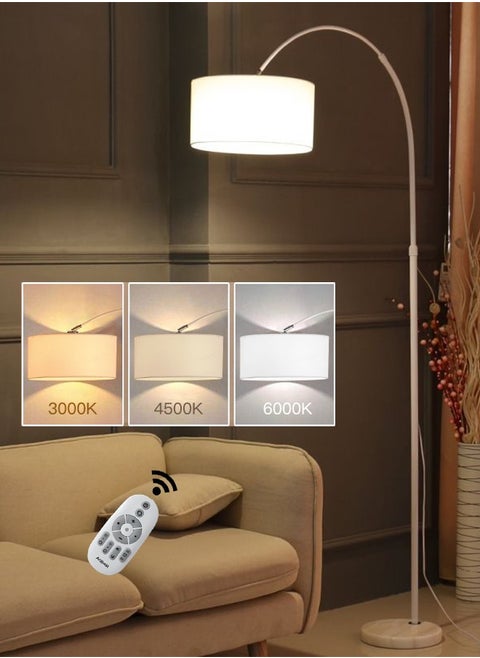 Simple LED Floor Lamp with Remote Control For Living Room Bedroom Study House Decoration Marble Base Standing Light