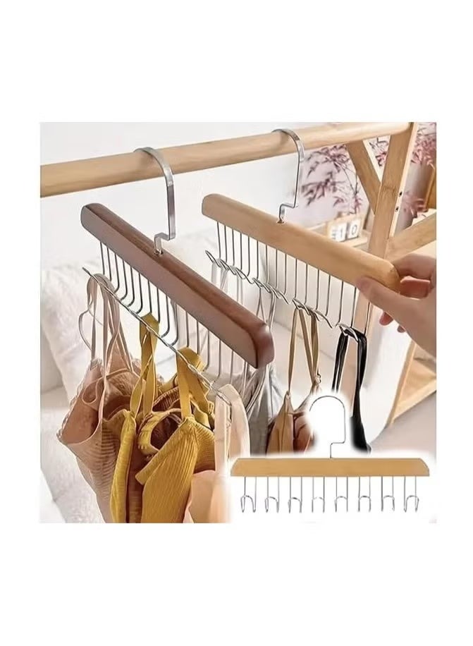 Shein 3 Pack Smart Hook Clothes Hanger and Organizer with 8 Hooks for Organizing Scarves, Women's Underwear, and Men's Tie Puller - 8 Hook Closet Hanger and Organizer - Organize clothes and save space with this unique piece; Perfect for organizing pants, scarves, and ties smoothly and easily - Multi-Hook Clothes Organizer - 8 Stainless Steel Hooks - Space Saving and Smart Design - Perfect for Pants and Scarves - Image 2