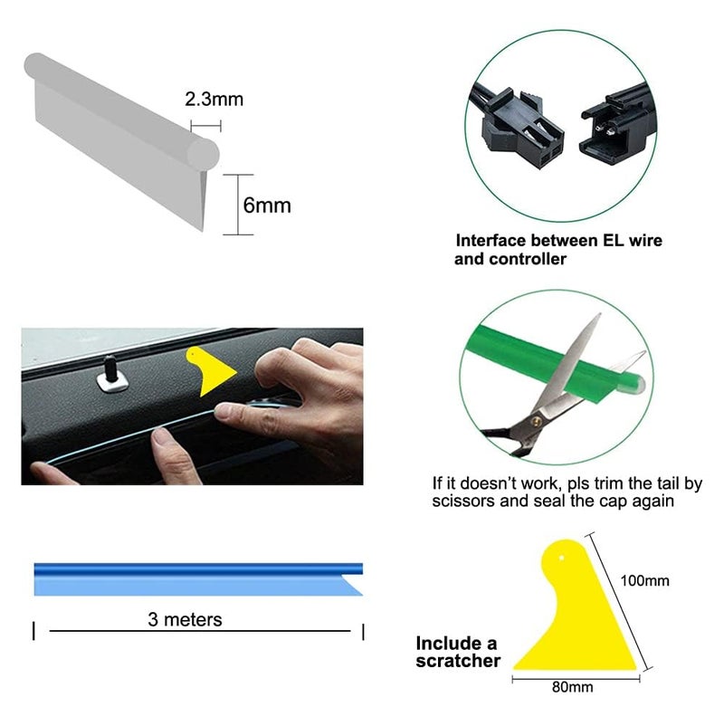 Maxlaxer 3M White EL Wire LED Strip for Car Interior - Image 5