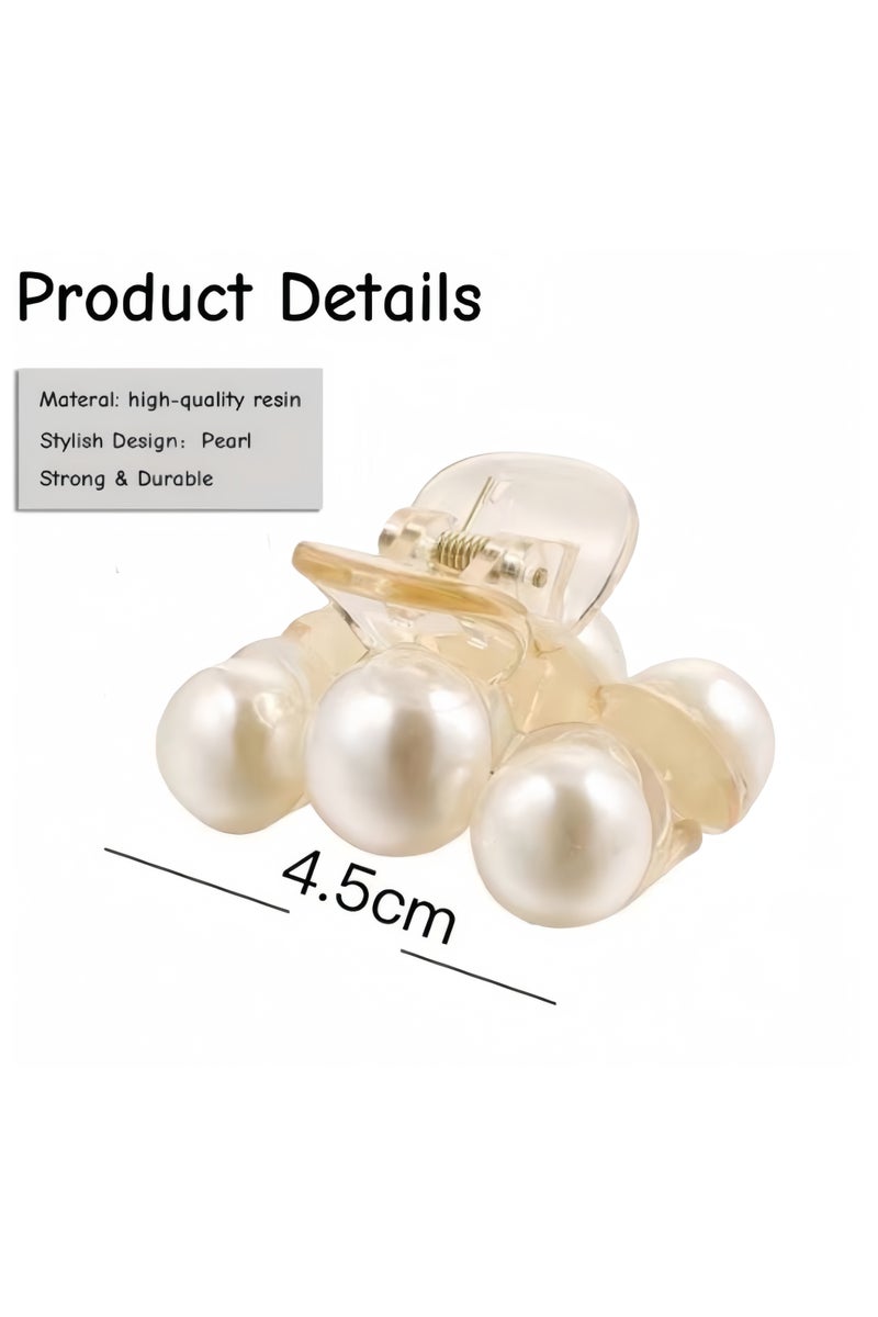 خاجول قطعتان من مشابك الشعر النسائية الزخرفية مع خرز لؤلؤ صناعي وتصميم أنيق إكسسوارات شعر لحفلات الزفاف أو للاستخدام اليومي مناسبة للشعر الكثيف أو الناعم أنيقة لصيف باللون الأبيض - Image 2