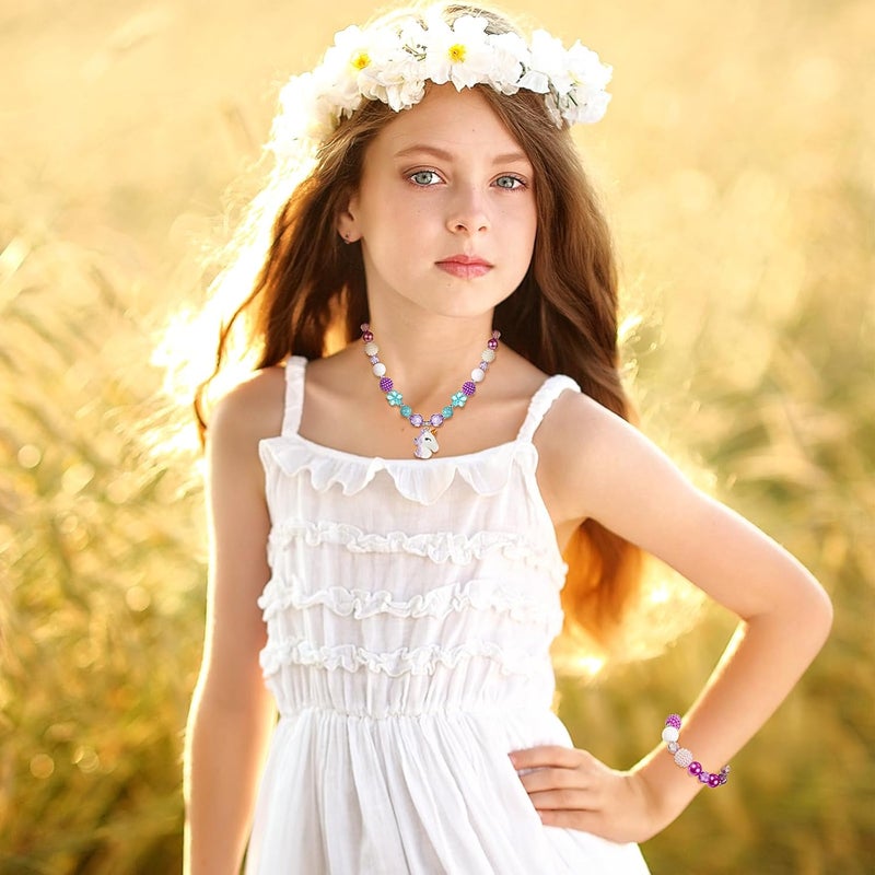 Sumind 6 Sets Toddler Jewelry for Little Girls Baby Beaded Necklace and Bracelet Costume Dress up Jewelry Gifts Princess Party Favors(Fashion Style) - Image 4