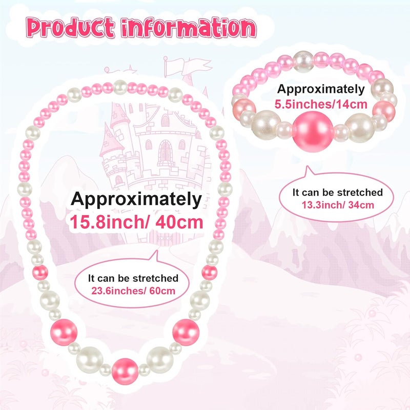 Sumind 6 Sets Toddler Jewelry for Little Girls Baby Beaded Necklace and Bracelet Costume Dress up Jewelry Gifts Princess Party Favors(Fashion Style) - Image 2