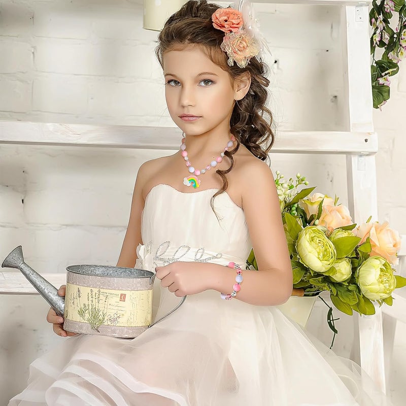 Sumind 6 Sets Toddler Jewelry for Little Girls Baby Beaded Necklace and Bracelet Costume Dress up Jewelry Gifts Princess Party Favors(Fashion Style) - Image 5