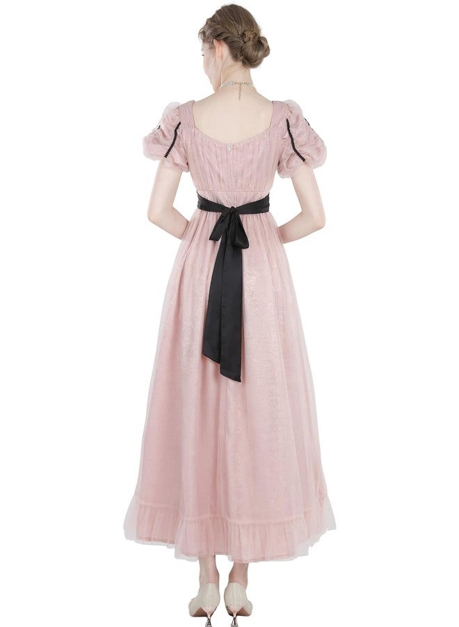 FCCAM FCCAM FCCAM Regency Dresses for Women V-Neck Victorian Costume Empire Waist Regency Era Dress L - Image 4