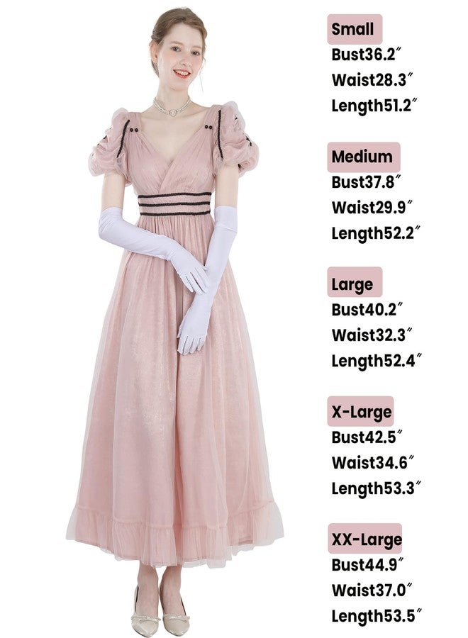 FCCAM FCCAM FCCAM Regency Dresses for Women V-Neck Victorian Costume Empire Waist Regency Era Dress L - Image 5