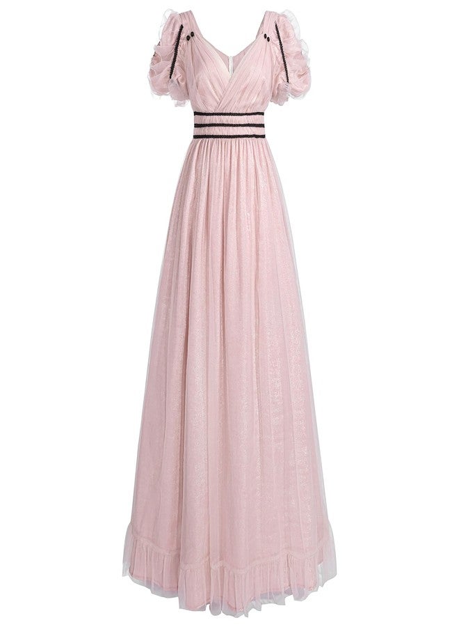 FCCAM FCCAM FCCAM Regency Dresses for Women V-Neck Victorian Costume Empire Waist Regency Era Dress L - Image 1