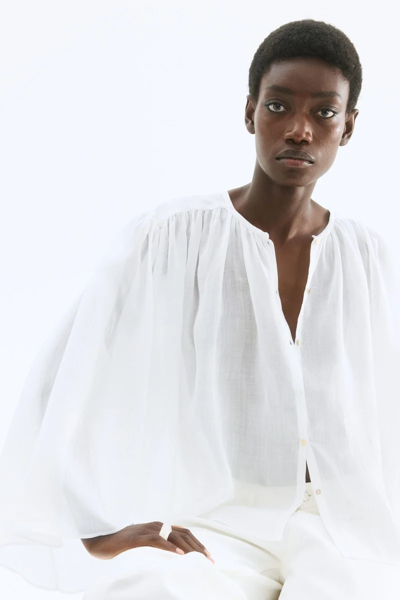 H&M Voluminous ramie blouse
