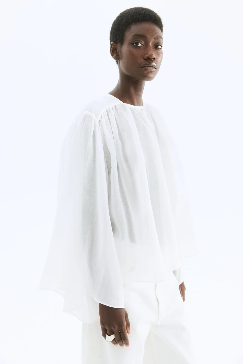 H&M Voluminous ramie blouse