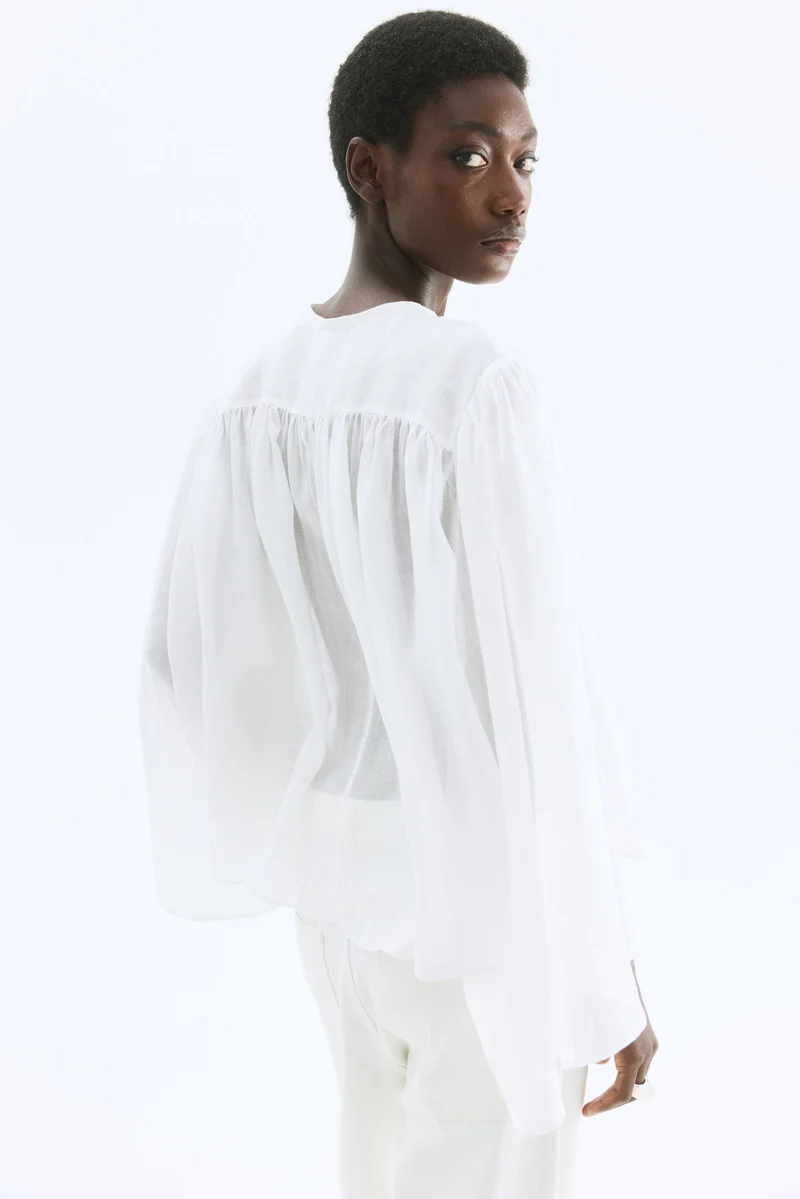 H&M Voluminous ramie blouse