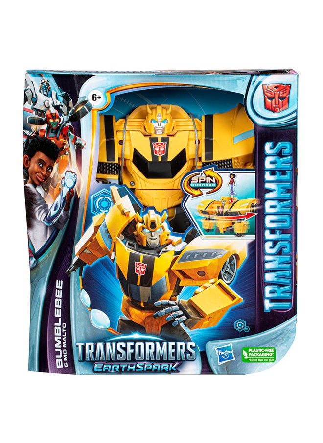 TRANSFORMERS - EarthSpark Spin Changer Bumblebee 8-Inch Action Figure With Mo Malto 2-Inch Figure, Robot Toys For Ages 6 And Up - Image 1