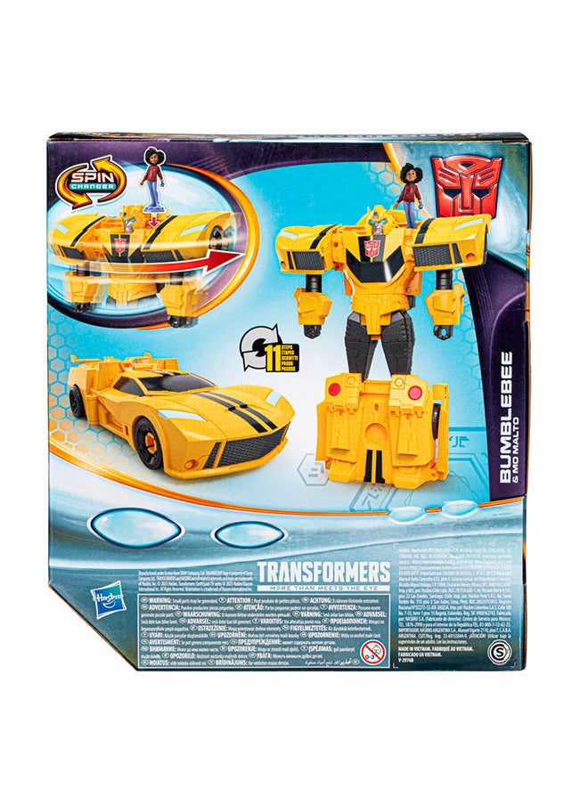 TRANSFORMERS - EarthSpark Spin Changer Bumblebee 8-Inch Action Figure With Mo Malto 2-Inch Figure, Robot Toys For Ages 6 And Up - Image 1