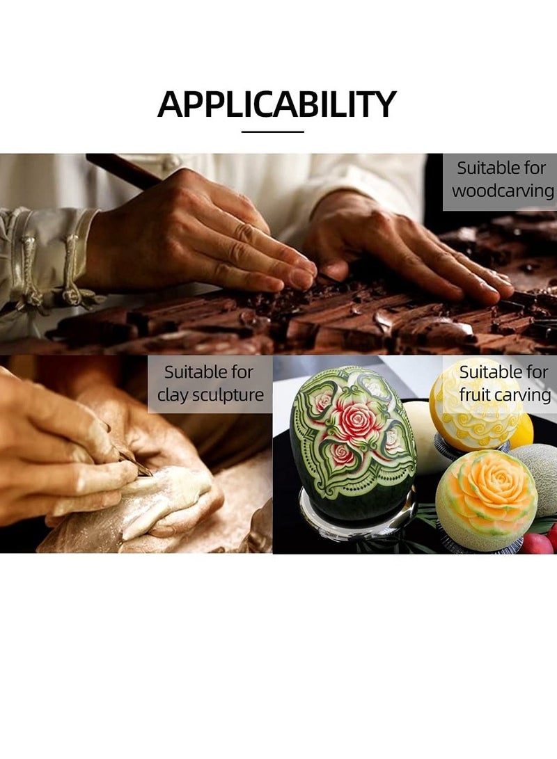 Wood Carving Tools, 12 PCS with Grindstones Precision Carving Craft Knife Hobby Knife, Art Knife Stainless Steel Blades, for Cutting Carving Scrapbooking, Stencil, DIY Project, Fruit, Vegetable - Image 3