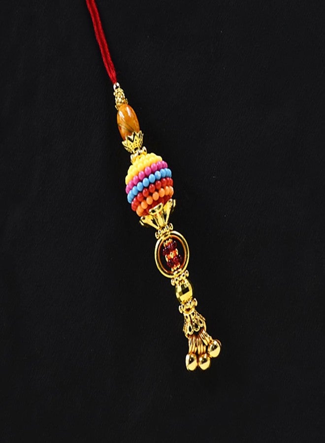 Natali Traders Set of 3 Rakhi with Roli Chawal Chopra - Swastik Rakhi for Brother - Designer Lumba Rakhee for Bhabhi - Bhai Rakhee - Image 5