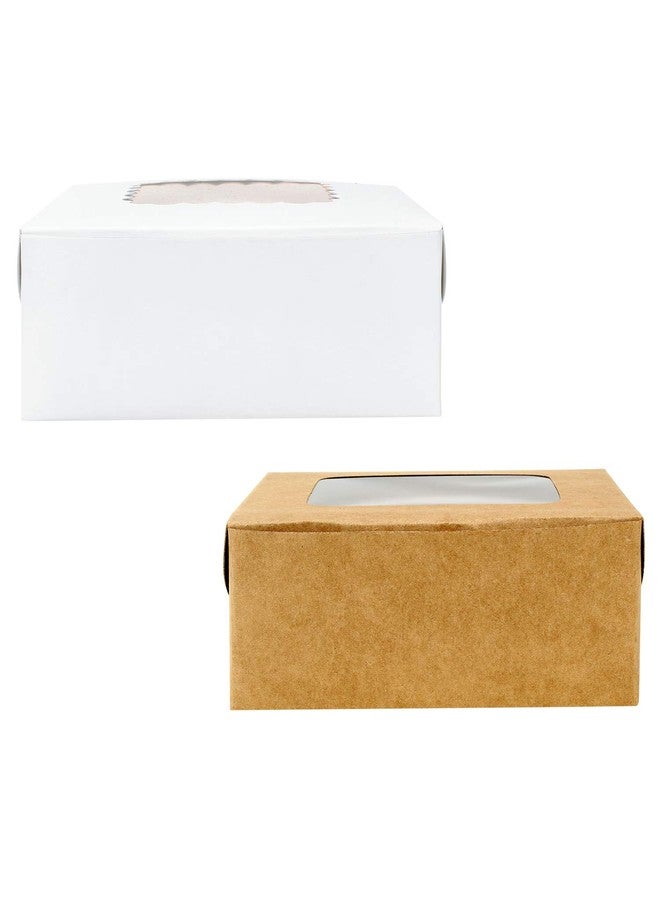 BIG BOX 40 PIECE COMBO WHITE AND KRAFT BROWNIE 4 BROWNIE size 6x6x2 Cardboard Gift Packaging for Cake, Pie, Cupcake, Cookies and Pastry, Auto-Pop Restaurant Containers - Image 2