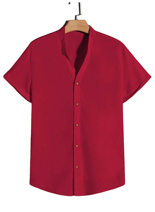 European And American Men's Summer Solid Color Short-sleeved Shirts, American Casual Loose Fit European Size T-shirt Men's