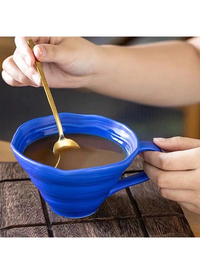 ShebSheb Ceramic Coffee Mug,Creative Large Coffee Cup with Handle,Irregular Tea Cup,Coffee Mugs for Latte, Espresso,Cappuccino,Hot chocolate,Milk,Water,Tea,Juice  - Image 2