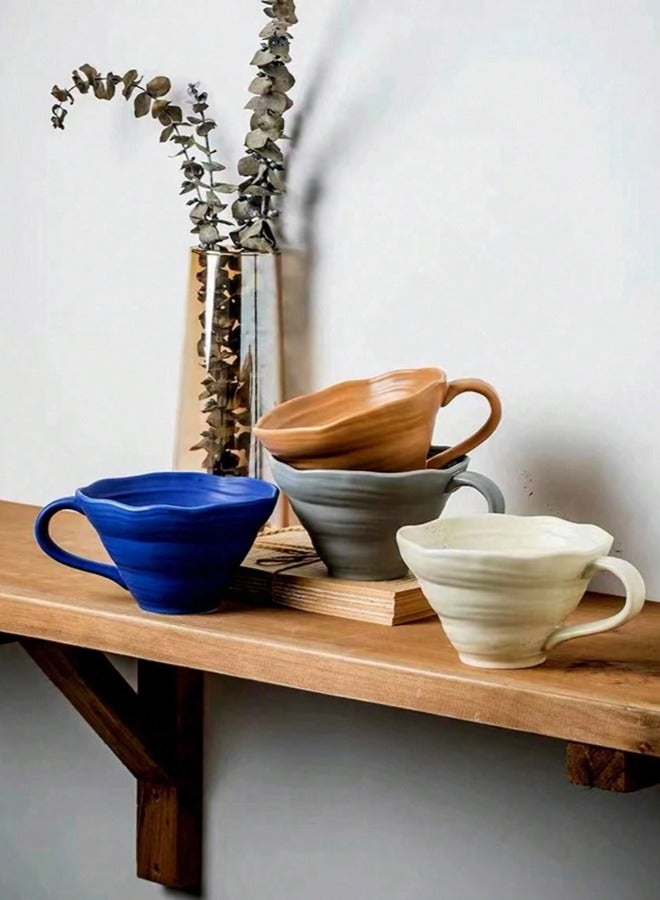 ShebSheb Ceramic Coffee Mug,Creative Large Coffee Cup with Handle,Irregular Tea Cup,Coffee Mugs for Latte, Espresso,Cappuccino,Hot chocolate,Milk,Water,Tea,Juice  - Image 4