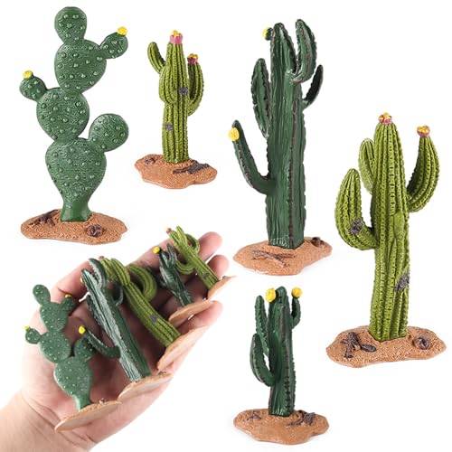 EOIVSH Desert Animal Figurines Set with Model Cactus Artificial Greenery Plant Fake Cacti Desert Diorama Project Great for Sand Table Landscape Scene Accessories Decoration - Image 1