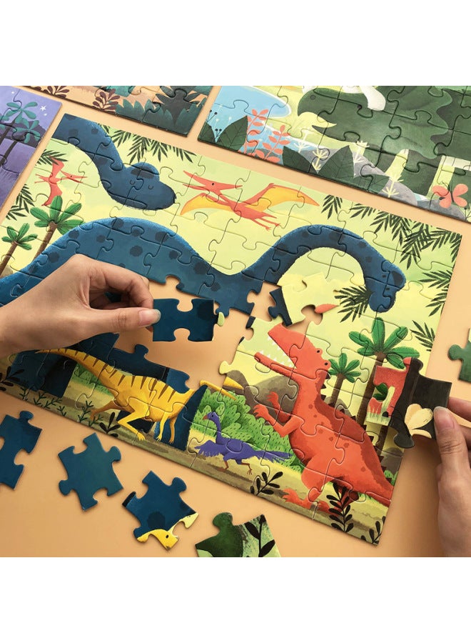 أحجية الديناصورات المتقدمة للأطفال من عمر 3 إلى 6 سنوات من Baby Mile Deer Puzzle مجموعة أحجية Toi - اللون: المرتبة 2-حيوان 【4 ألغاز 46 قطعة】】 - Image 2