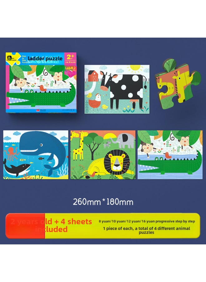 أحجية الديناصورات المتقدمة للأطفال من عمر 3 إلى 6 سنوات من Baby Mile Deer Puzzle مجموعة أحجية Toi - اللون: المرتبة 2-حيوان 【4 ألغاز 46 قطعة】】 - Image 1