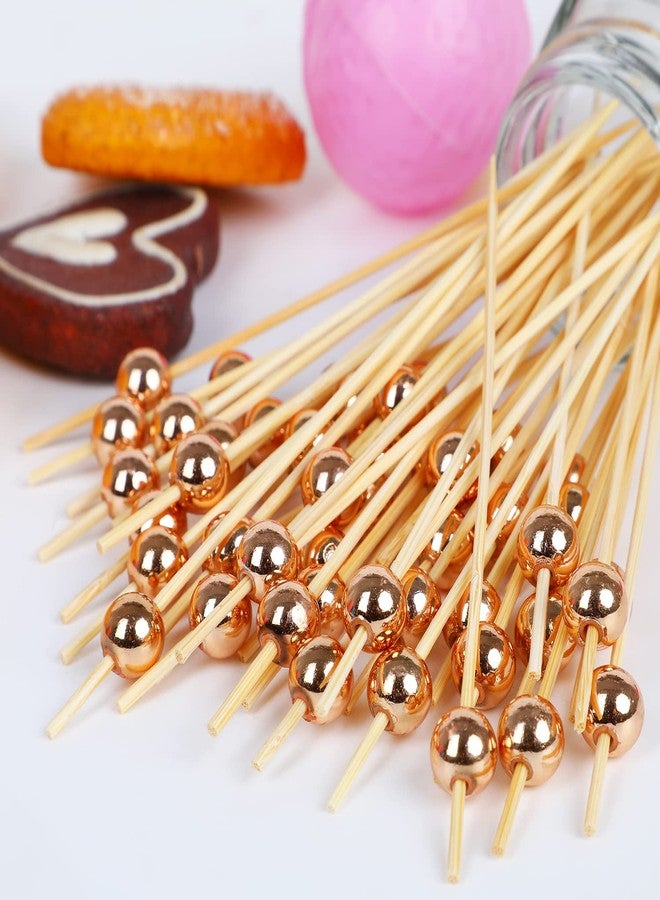 LOKIPA 100PCS Cocktail Toothpicks, Bamboo Cocktail Picks for Appetizers for Wedding, Birthday and Parties (Rose Gold, 4.72 Inch) - Image 4