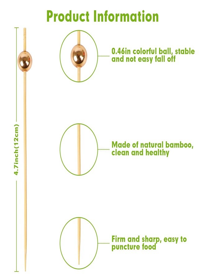 LOKIPA 100PCS Cocktail Toothpicks, Bamboo Cocktail Picks for Appetizers for Wedding, Birthday and Parties (Rose Gold, 4.72 Inch) - Image 2