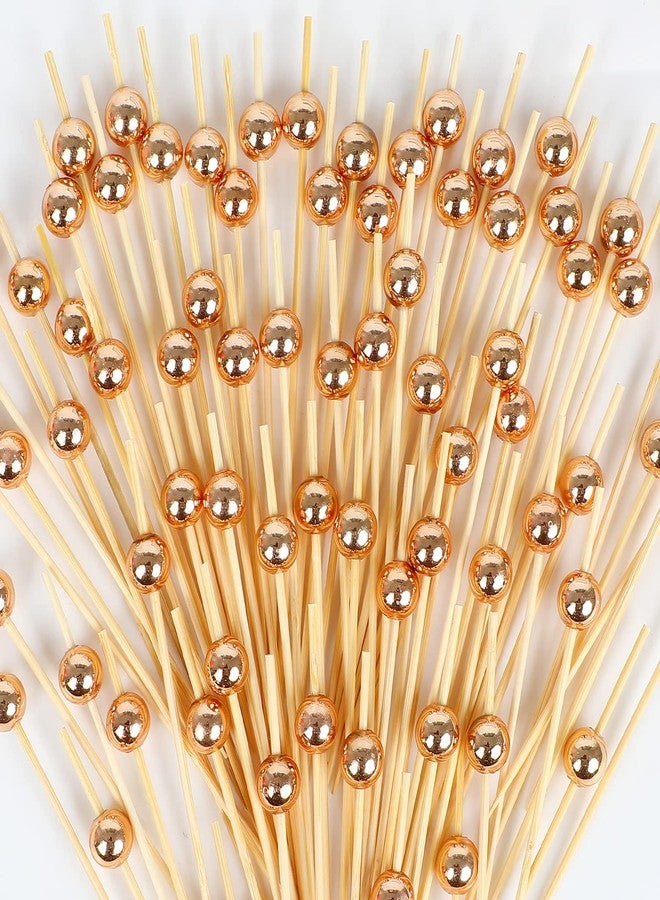 LOKIPA 100PCS Cocktail Toothpicks, Bamboo Cocktail Picks for Appetizers for Wedding, Birthday and Parties (Rose Gold, 4.72 Inch) - Image 1