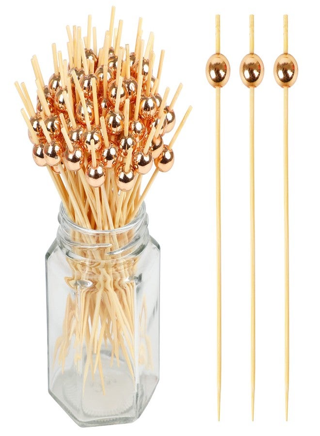LOKIPA 100PCS Cocktail Toothpicks, Bamboo Cocktail Picks for Appetizers for Wedding, Birthday and Parties (Rose Gold, 4.72 Inch) - Image 3