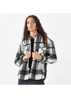 Lee Cooper Lee Cooper Checked Shacket with Long Sleeves and Pockets  - Image 1