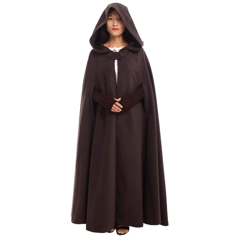 GRACEART Women's Hoodie Woolen Cape Cloak Long Brown - Image 1