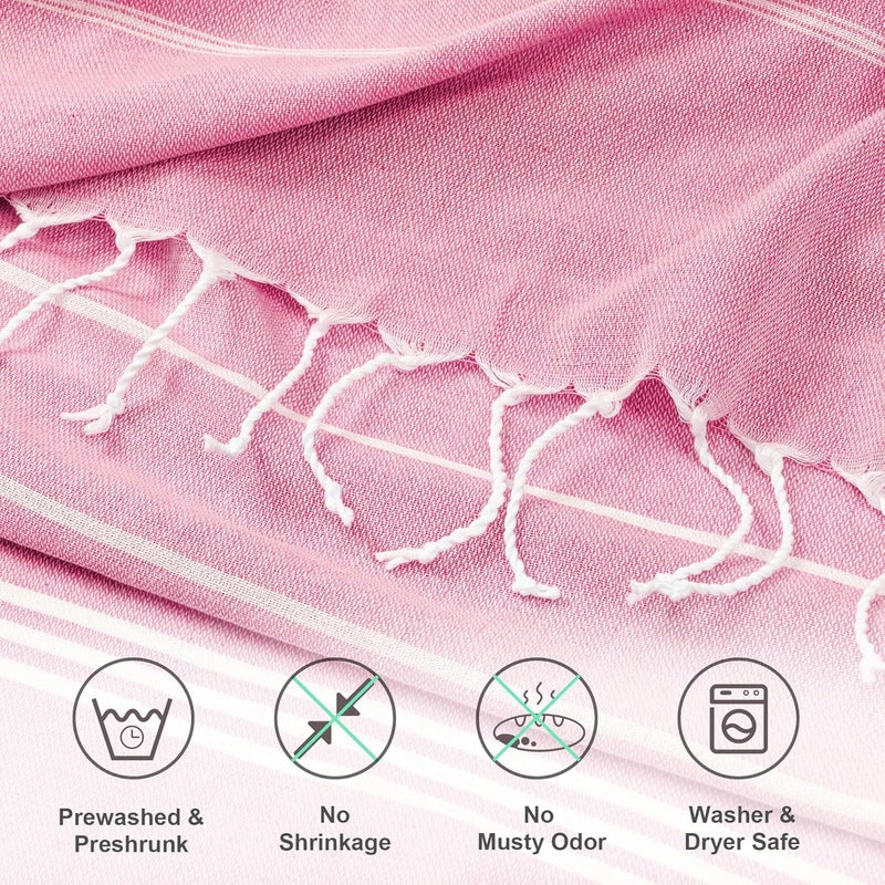Aegero Turkish Beach Towel, 36"x71" Quick Dry Sand Free Oversized Bath Pool Swim Towel, Lightweight Travel Turkish Towels Vacation Essentials, Pink - Image 2