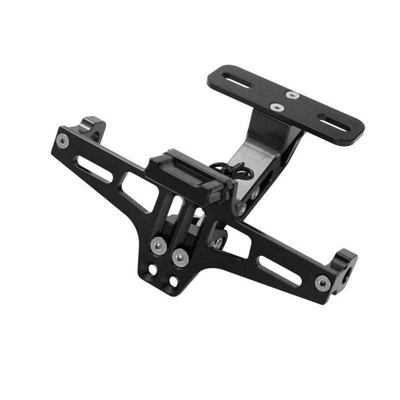 TESWNE Universal Motorcycle LED Light Rear License Plate Holder Adjustable Fender Eliminator Bracket for Yamaha for Kawasaki for Ducati Black