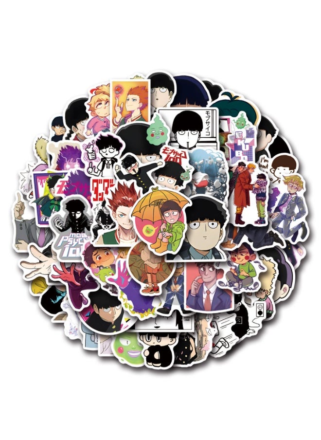 NIBEMINENT 55 Pcs Mob Psycho Deco Kit Waterproof Stickers, High Definition Printing Bright Colors, Suitable for Laptop Skateboard Luggage Water Bottle Guitar DIY  - Image 2