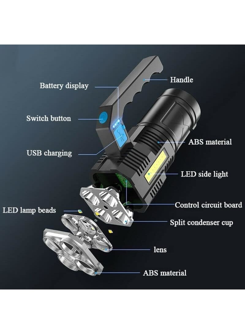 Luckam led flashlight,LED Flashlight USB Rechargeable, High Lumens Tactical Light with Sidelight, Handheld Super Brightest Flashlights, Portable Torch for Outdoor - Image 5