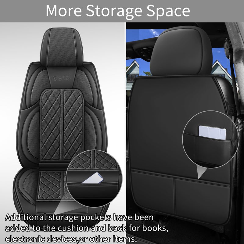 DuDuWang Car Seat Cover Custom Fit for Ford F150 2009-2026 Faux Leather Seat Cover Set Compatible with Regular Cab Super Cab Super Crew Pickup Truck Cushions (Black, Front Seat) - Image 5