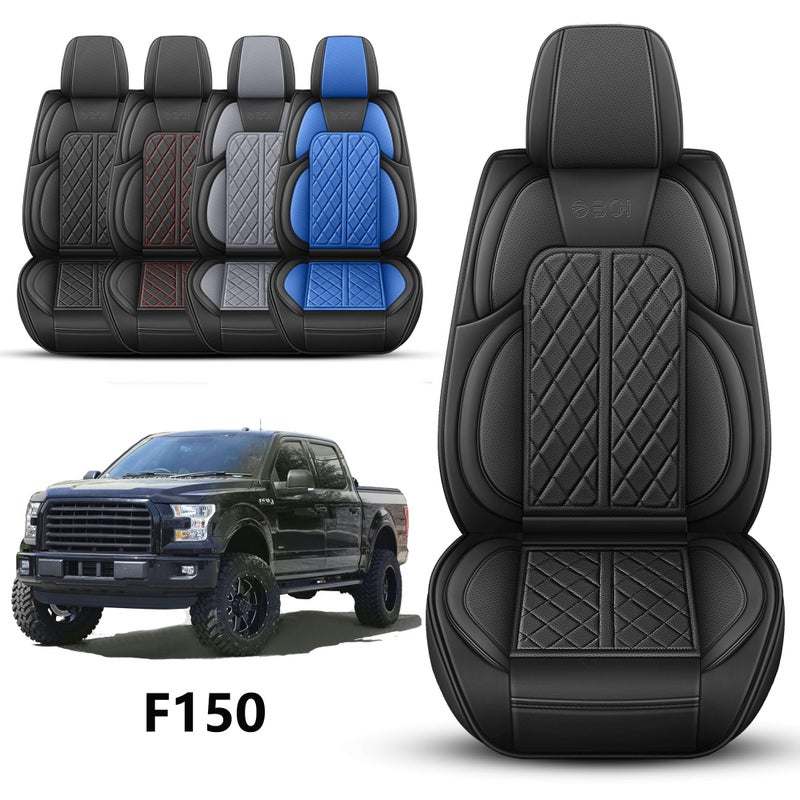 DuDuWang Car Seat Cover Custom Fit for Ford F150 2009-2026 Faux Leather Seat Cover Set Compatible with Regular Cab Super Cab Super Crew Pickup Truck Cushions (Black, Front Seat) - Image 2