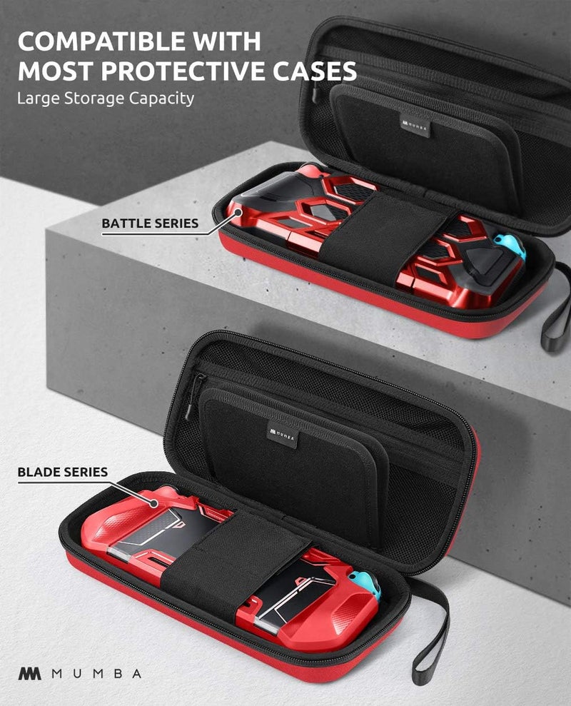 Mumba Carrying Case for Nintendo Switch OLED & Nintendo Switch 2017, [Plus Version] Portable Protective Travel Carry handbag Pouch for Blade/Battle Case [Large Capacity] (Red) - Image 3