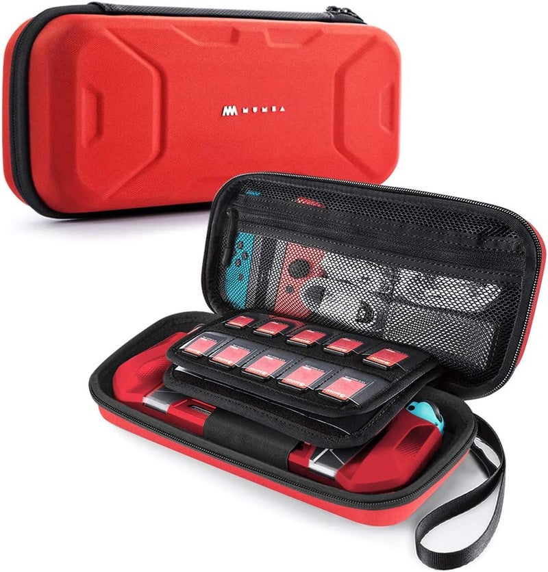 Mumba Carrying Case for Nintendo Switch OLED & Nintendo Switch 2017, [Plus Version] Portable Protective Travel Carry handbag Pouch for Blade/Battle Case [Large Capacity] (Red) - Image 1