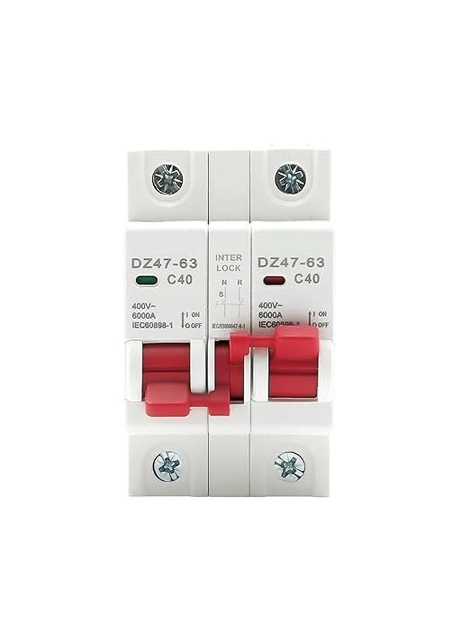 Manual Transfer Interlock Circuit Breaker 2P 2P 25A Dual Power Din Rail MCB - Image 1