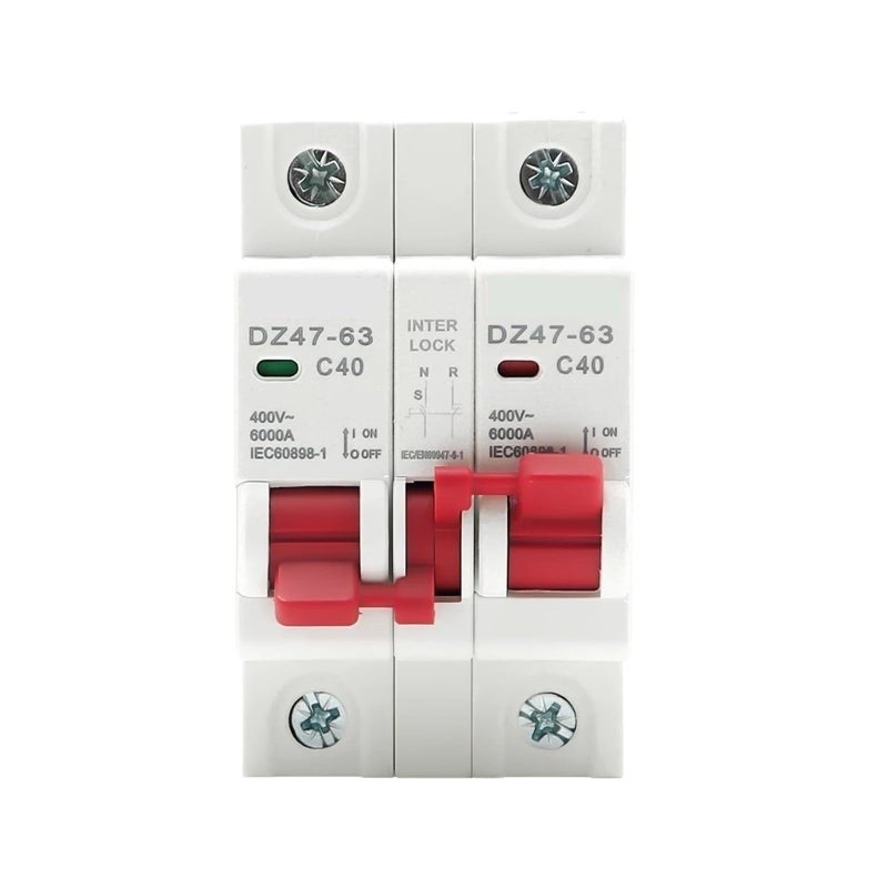 Manual Transfer Interlock Circuit Breaker 2P 2P 25A Dual Power Din Rail MCB - Image 2
