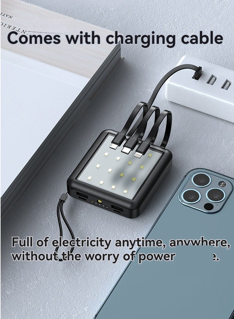 Multifunctional self-contained power bank outdoor camping lamp 20000 mAh large capacity convenient mobile power supply (black) - Image 2