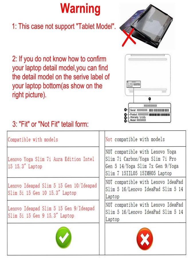 Alapmk Protective Case for Lenovo Yoga Slim 7i Aura Edition Intel 15/Ideapad Slim 5i 15 Gen 10/Ideapad Slim 5i 15 Gen 9/IdeaPad Slim 3i 15 Gen 10/IdeaPad Slim 3X Gen 10 15,Black - Image 2